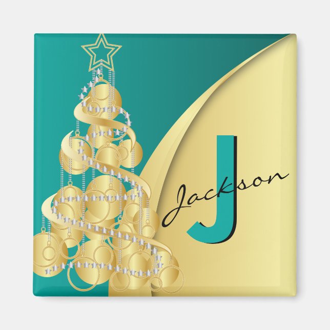 Monogram Merry Christmas Magnet (Front)