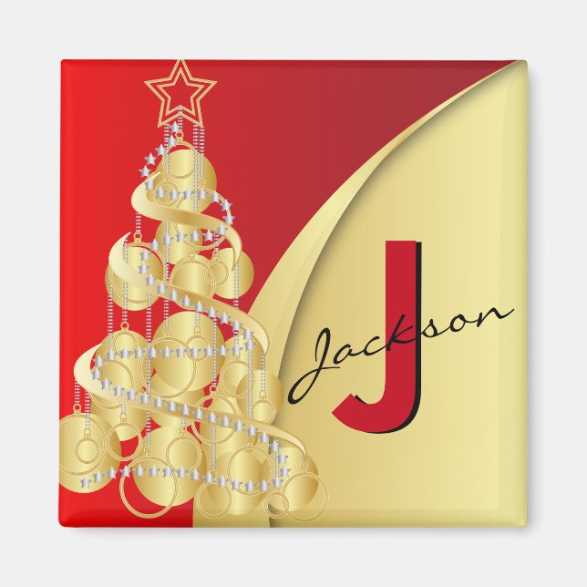 Monogram Merry Christmas Magnet (Front)