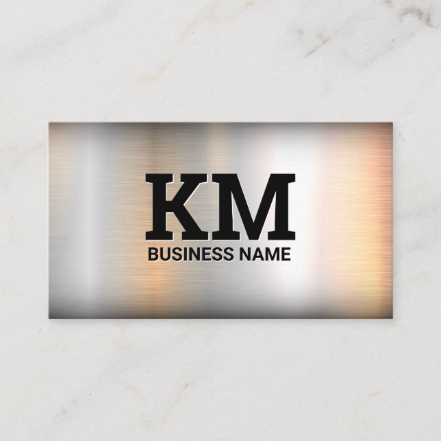 Monogram | Metal Industrial Steel Business Card (Front)