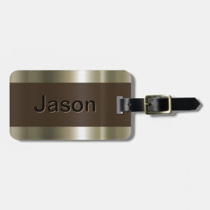 Monogram Metalic Gold Look Luggage Tag