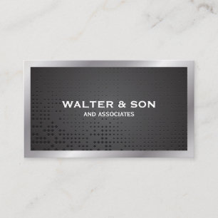 Monogram   Metallic Border   Silver Border Business Card