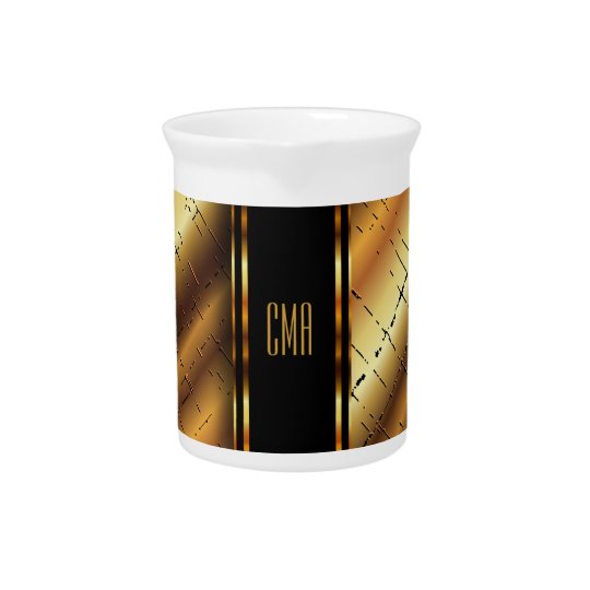 Monogram Metallic Gold and Black Crackled Design Pitcher