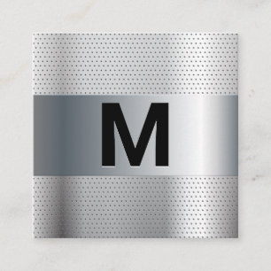 Monogram Metallic Perforated Background Square Business Card