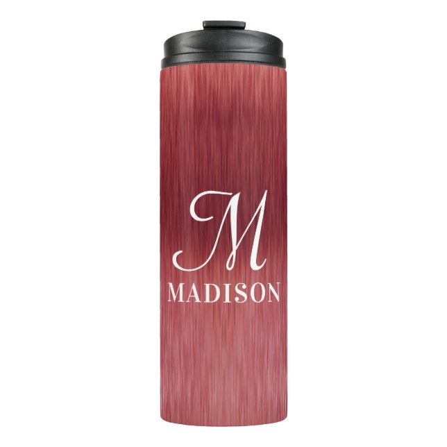Monogram Metallic Pink Textured Personalised Name Thermal Tumbler (Front)