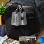 Monogram Metallic Silver Stainless Steel Look Luggage Tag<br><div class="desc">Monogram metallic silver stainless steel look. Customisable and optional monogram. This is not a metal but an image that looks metallic.</div>