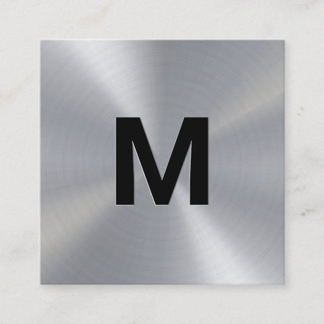 Monogram | Metallic Square Business Card (Front)