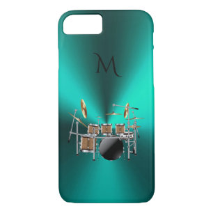 Monogram Metallic Teal Drums Music iPhone 7 Case