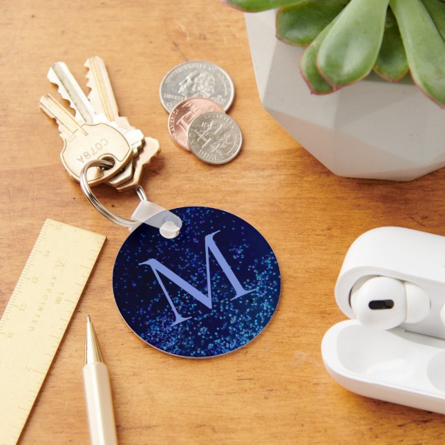 Monogram Midnite Blue Confetti  Key Ring (Desk)