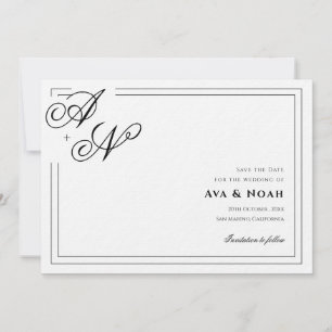 Monogram Minimal Classic Wedding Save the Date Invitation