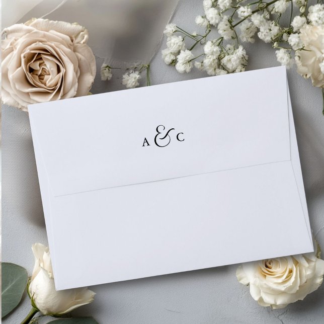 Monogram Minimal Elegant Ampersand Envelope (Monogram Minimal Elegant Ampersand Light-Blue Envelope Wedding, Save the Date)