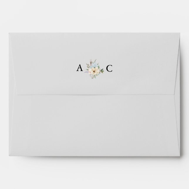 Monogram Minimal Elegant Floral Envelope (Back (Top Flap))