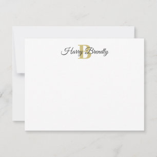 Monogram Minimal Elegant Stylish Flat Note Card