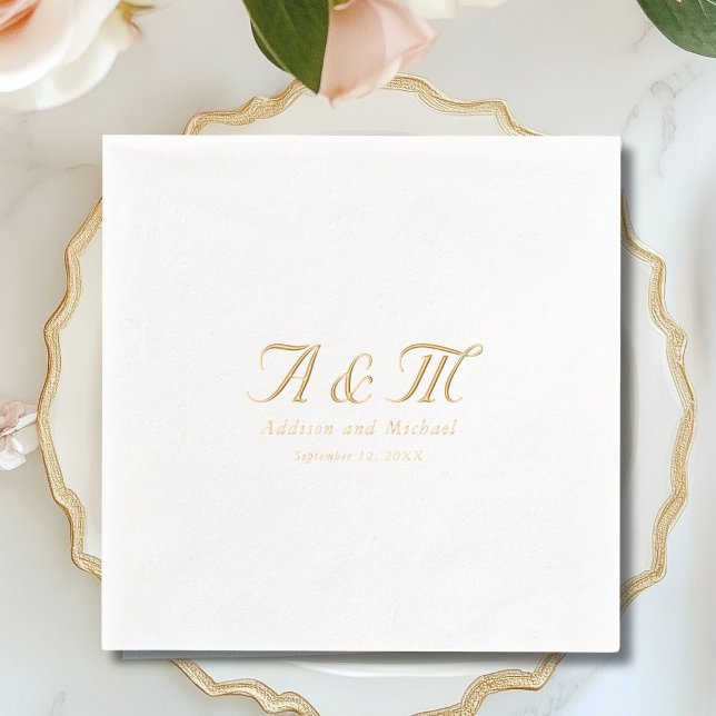 Monogram Minimal Elegant Wedding Foil Napkins (Monogram Minimal Elegant Wedding Foil Napkins)