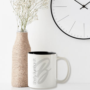 Monogram Minimal Modern Script Business Bold Two-Tone Coffee Mug
