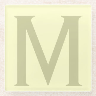Monogram Minimalist Add Your Name Initial Modern Glass Coaster