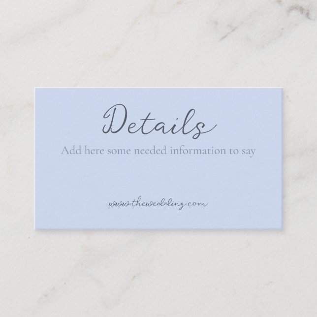 Monogram Minimalist Beau Blue Wedding Details Enclosure Card (Front)