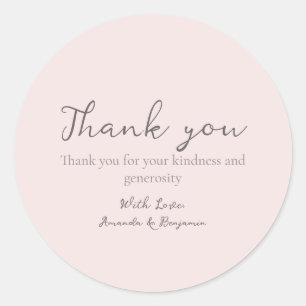 Monogram Minimalist Beige Wedding Thank you Classic Round Sticker