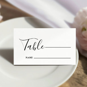 Monogram Minimalist Black and White Wedding  Place Card