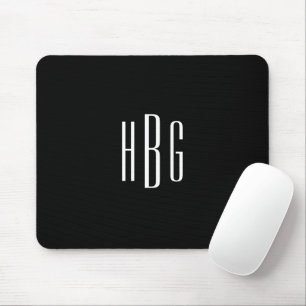 Monogram Minimalist Black White Initial Mouse Mat