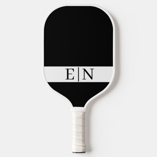 Monogram Minimalist Black White Pickleball Paddle (Front)
