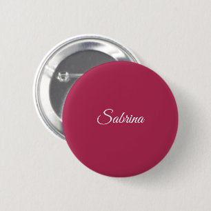 Monogram minimalist cherry rose pink 6 cm round badge