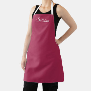Monogram minimalist cherry rose pink apron