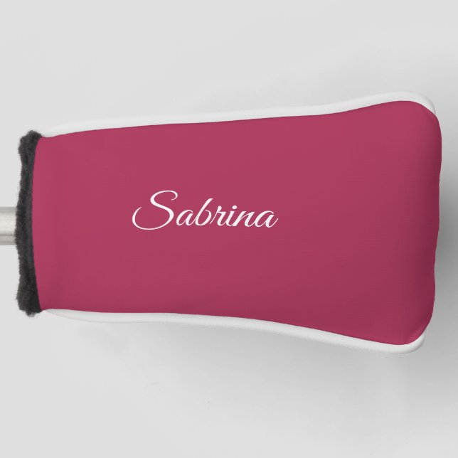 Monogram minimalist cherry rose pink golf head cover (Front)