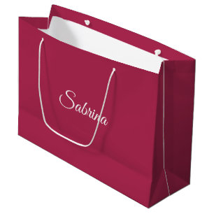 Monogram minimalist cherry rose pink large gift bag