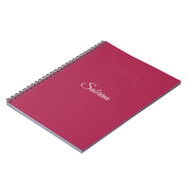 Monogram minimalist cherry rose pink notebook (Left Side)