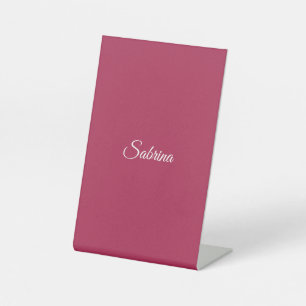 Monogram minimalist cherry rose pink pedestal sign