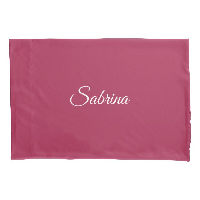 Monogram minimalist cherry rose pink pillowcase (Front)
