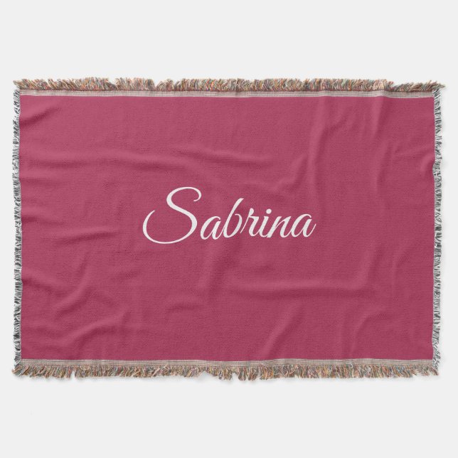 Monogram minimalist cherry rose pink throw blanket (Front)