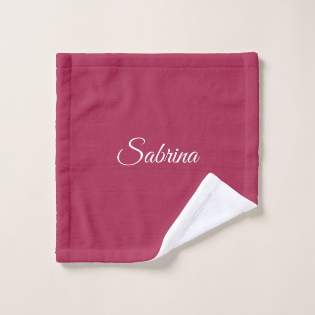 Monogram minimalist cherry rose pink wash cloth (Wash Cloth)