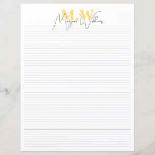 Monogram Minimalist Chic Name Stationery Paper