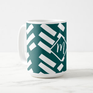 Monogram Minimalist Diagonal Striped Pattern Coffee Mug