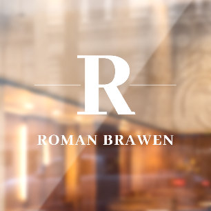 Monogram   Minimalist Elegant Modern Nameplate Win Window Cling