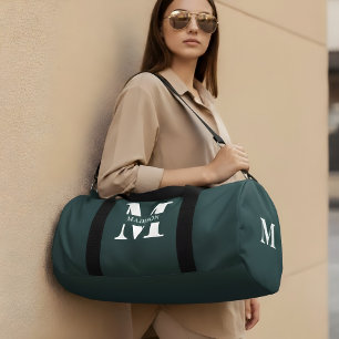 Monogram Minimalist Elegant Teal  Duffle Bag