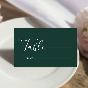 Monogram Minimalist Emerald Green Wedding  Place Card