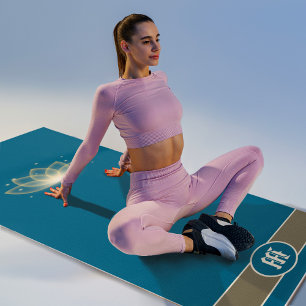 Monogram Minimalist Gold Lotus Flower Zen Icon Yoga Mat
