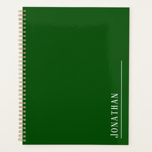 Monogram minimalist green planner (Front)