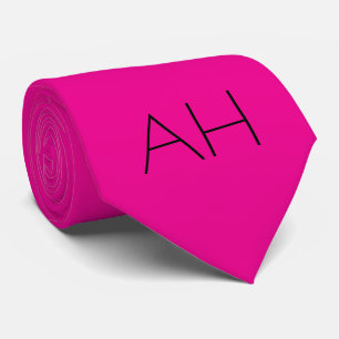 Monogram Minimalist Hot Pink Name Modern Tie