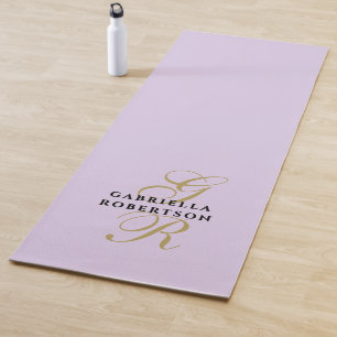 Monogram Minimalist Lavender Purple Gold Black Yoga Mat