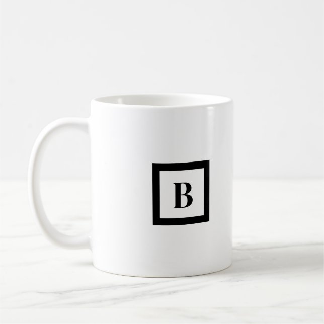 Monogram Minimalist  Letter B Black & White Coffee Mug (Left)