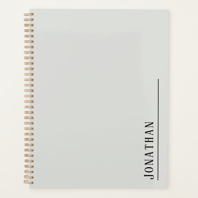 Monogram minimalist light grey  planner (Front)