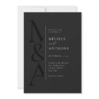 Monogram Minimalist Matte Black Modern Wedding