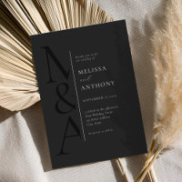 Monogram Minimalist Matte Black Modern Wedding