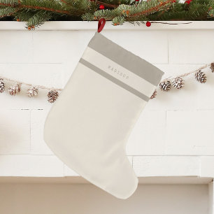 Monogram Minimalist Modern Custom Name Neutral  Large Christmas Stocking