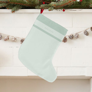 Monogram Minimalist Modern Pastel Green Name Large Christmas Stocking