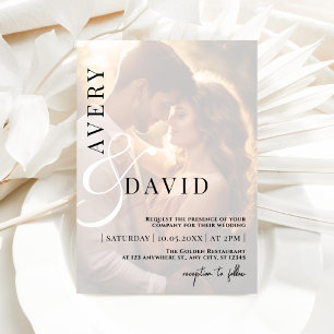 Monogram Minimalist Modern Wedding Photo Invitation