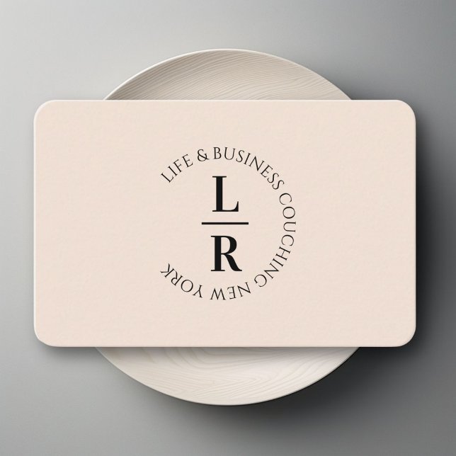 Monogram, minimalist natural beige business card (Monogram, minimal beige Business Card)